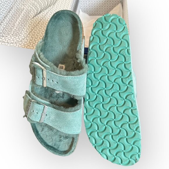 Birkenstock Women's Arizona Shearling Sandal Beryl (GREEN) 40/9 Narrow - Picture 7 of 7